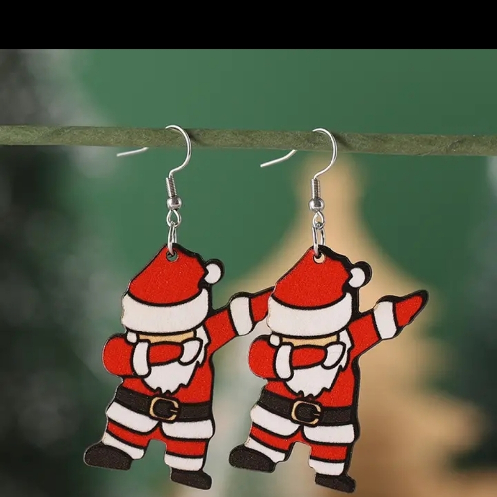 Festive Red Santa Dangle Earrings for Women